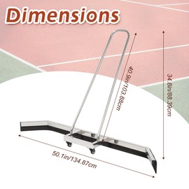 AIWFL 4.5FT Stainless Steel Sport Tennis Court Squeegee with Wheel, Heavy Duty Rain Shuttle with EVA Foam Blade, Professional Court Squeegees Floor Water Remover Squeegee Broom, Silver