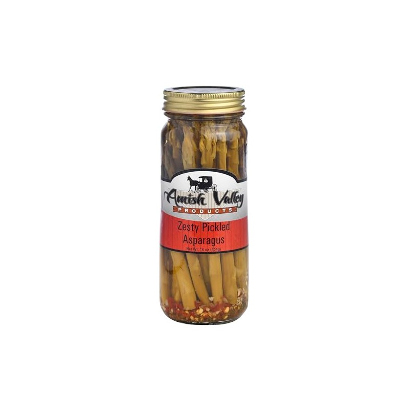 Amish Valley Products Pickled Aspargus Spears Glass Jar Vegetable (Zesty,