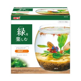 GEX AQUARIUM Glass Aqua Drop-N Aquarium, Small Aquarium, Aquatic Plant, Terrarium