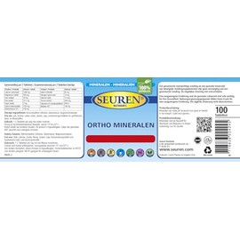 Seuren Nutrients | Ortho Minerals 100 Tablets Gluten Free | Lactose Free | Sugar Free High Dose Minerals 100% Natural | Multimineral