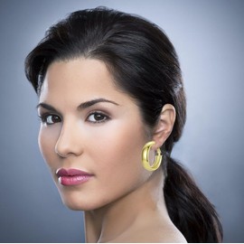 9ct Gold Plated Hoop Earrings for Women,Chunky Round Gold Hoops Earrings for Girls (30MM) Yulovee.