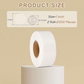 MECCANIXITY 1 Inch Circle Dot Stickers Color Coding Labels Blank Round Label Waterproof Self-Adhesive Sticker for Envelope Document Organize Gift Box (Transparent, 2 Roll, 2000Pcs/Roll)