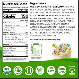 Orgain Organic Vegan Protein Powder, Fruity Cereal - 21g Plant Based Protein, Gluten Free, Dairy Free, Lactose Free, Soy Free, No Sugar Added, Kosher, For Smoothies & Shakes - 2.03 lb