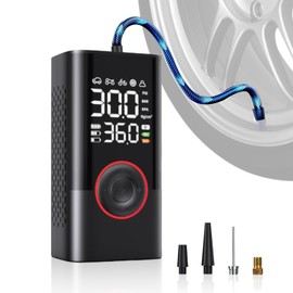 RosyFate Professionelle Elektrische Fahrradpumpe mit Digitaldisplay, Tragbarer Luftkompressor für Fahrrad, Auto, USB C Akku, 150 PSI, Auto Stopp, LED Licht, Inkl 4 Düsen