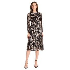 Maggy London Women's Long Sleeve A-line Dress, Black/Quartz, 14