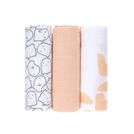 LÄSSIG Baby Swaddling Blanket Burp Blanket Muslin Cloth Soft Cuddly Cotton Prewashed Swaddle & Burp Blanket Little Spookies