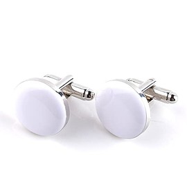 Cufflinks for Men Shirt Business Wedding Birthday Gift White, Stainless Steel