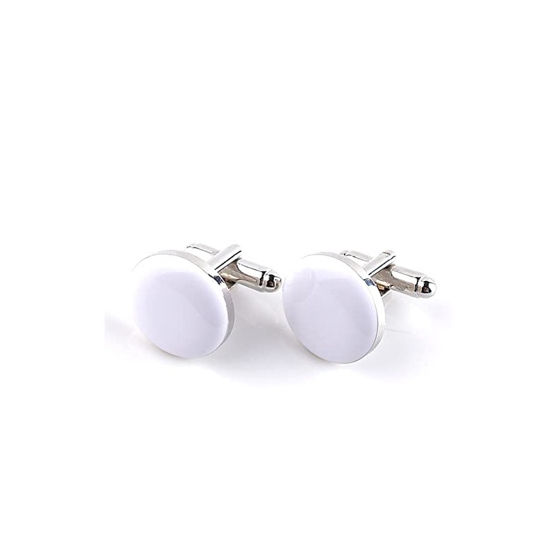 Cufflinks for Men Shirt Business Wedding Birthday Gift White, Stainless