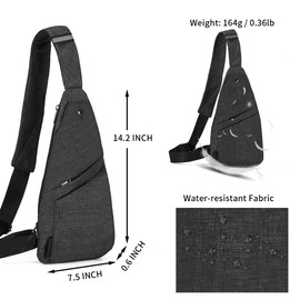 Seoky Rop Slim Sling Bag Small Ultra Thin Water Resistance Crossbody Chest Shoulder Backpack Personal Pocket Bag Dark Grey