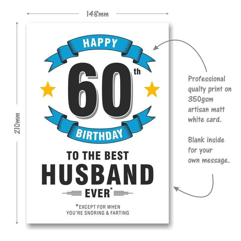 Husband 60th Birthday Card - Best Husband Ever Execept for