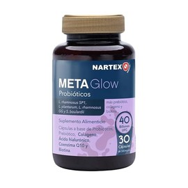 Meta Glow Probióticos Para Mujer 40 Billones Con Prebiótico, Ácido Hialurónico, Colágeno Y Biotina  30 Cápsulas Para 1 Mes  Apoyo A Piel, Cabello Y...