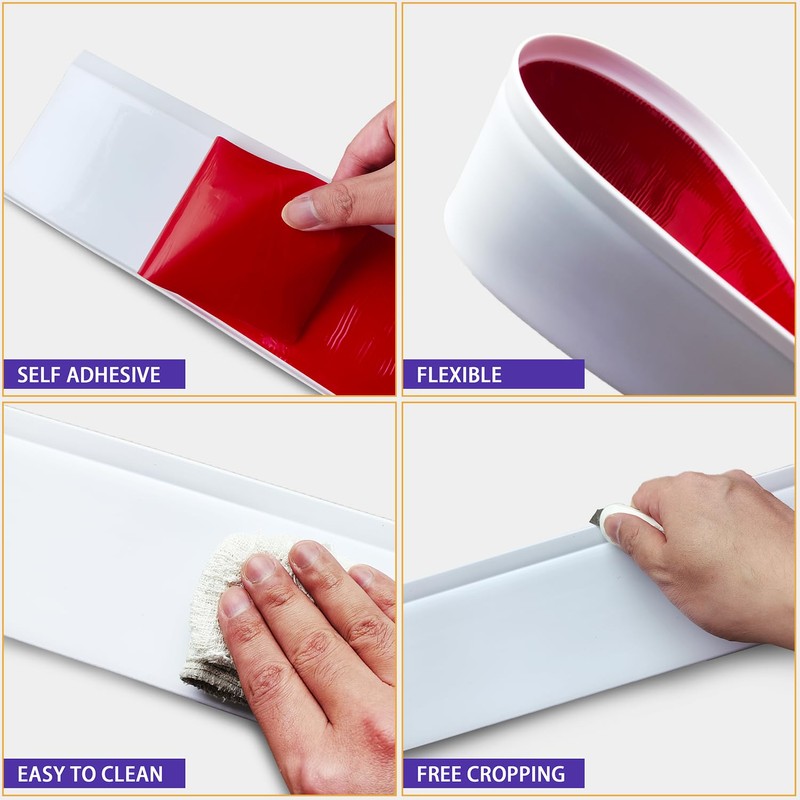 Tridotpul Vinyl Wall Base Baseboard Molding Trim 4" Flexible Self