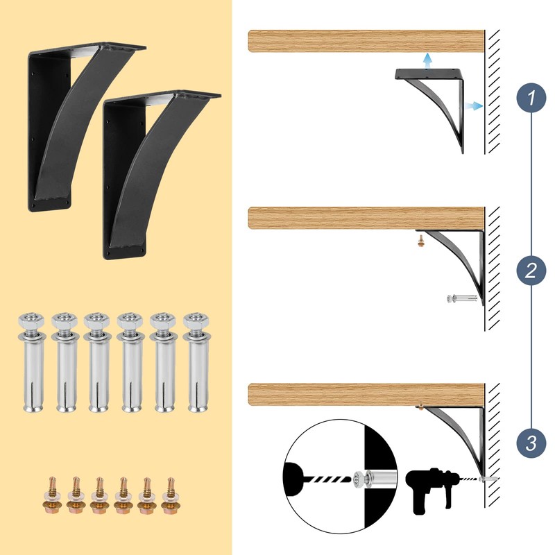 HomiShare 2Pcs Heavy Duty Shelf Brackets 10 x 12 x