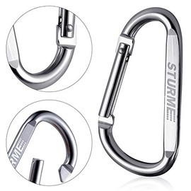 Mosquetones de aluminio con forma de D de 2,7 pulgadas, con resorte, para puerta cargada, juego de mosquetones pequeños para acampar al aire última intervensión, mini ganchos, llavero, duradero, mejorado, 20 unidades (negro)