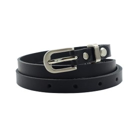 NK Belt GmbH MR-19 Women's Leather Belt Made in Germany, Suit Jeans Belt 12 mm Narrow, black