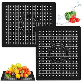 Huamirra Sink Liner, Set of 2 Drying Mat, 31 x 26 cm, Sink Mat, Sink Mat, Rubber Sink Liner, Black Drying Mat, for Kitchen and Bathroom