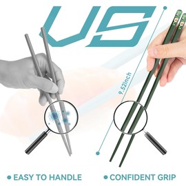 Chopsticks, Carimee 5 Pairs Premium Reusable Multicolour Chopsticks for Sushi Japanese Matte Anti-slip Chop Sticks with Gift Case Lightweight Dishwasher Safe, 9.5 Inch (CC04-CA)