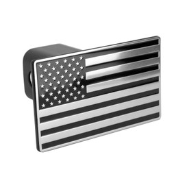 LFPartS USA Flag Black & Chrome Metal Trailer Hitch Cover Fits 2" Receivers