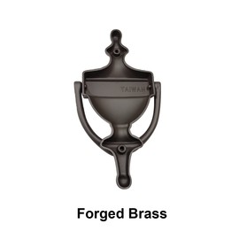 QCAA Solid Brass Door Knocker, 7", Satin Nickel, Made in Taiwan, 1 Pack