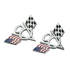 2X US American Flag V8 Emblem 3D Badge Nameplate Self Adhesive Fender Trunk Tailgate Bumper Sticker Decorative Accessories (Chrome)