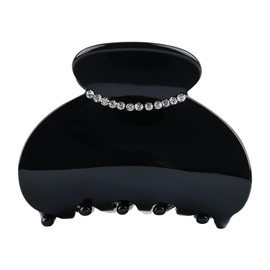 MAORULU Medium Acetate Hair Clips for Women – 2.28 Inch Claw Clips with Hidden Spring, Rhinestone Hair Clamp Durable Jaw Clip (Black)