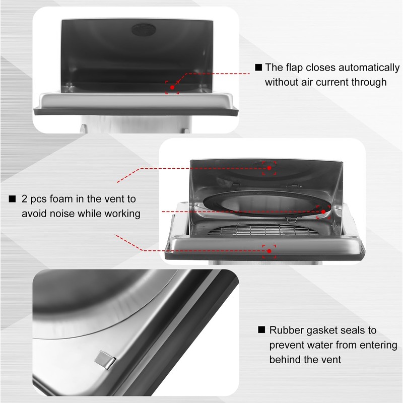 Gisafai 6'' Dryer Vent Cover Outside Walls External Extractor Fan