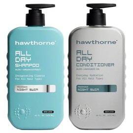 Hawthorne Juego de champú y acondicionador para hombre todo el día. Champú y acondicionador sin sulfato con aceite de aguacate puro y aloe para un cab