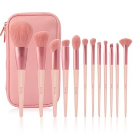 Banidy Juego de Brochas de Maquillaje Con Bolsa y Estuche de Almacenamiento Cerdas Veganas Ecológicas Orgánicas Kit Completo para Profesionales y...  