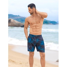 Angel season Mens Swim Trunks Board Shorts 7 Inch Inseam Swimsuit Trunks Quick Dry Beach Shorts Swimwear Bathing Suit Black