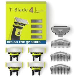 MythPick 4-Pack Replacement Blades and 3 Guide Combs Guards Kit Compatible with One Blade QP2520 QP2630 QP2834 QP6510/31 QP6520/30