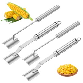4 Pcs Corn Peeler with Comfortable Handle, Stainless Steel Corn Cob Stripper Safe Corn Cob Peeler Efficient Corn Kernel Remover Tool for Corn on The Cob Silver