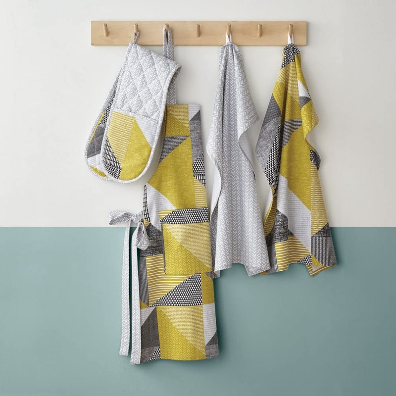 Catherine Lansfield Larsson Geo Two Pack Tea Towels Ochre