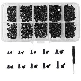 600 Pcs M2 M2.5 M3 Black Laptop Micro Assorted Screw, Flat Head Phillips Screws, Notebook Replacement Screws Set Kit, Black Machine Screw with Mini Screwdriver