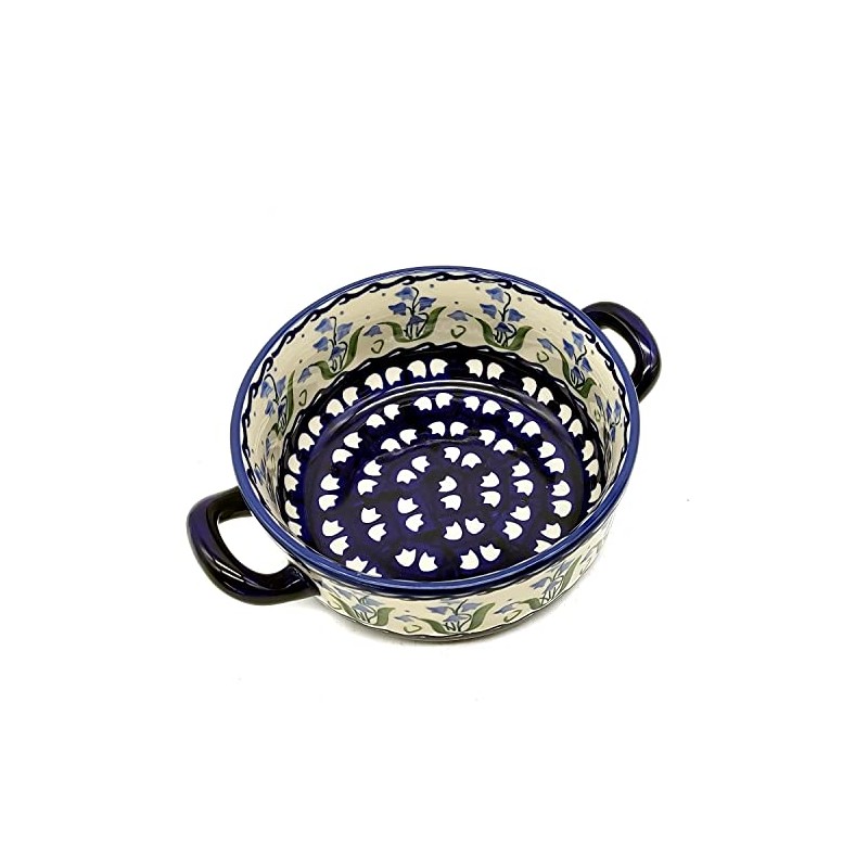 Bunzlauer Soup Bowl 15 cm with Handles Campanula Blue