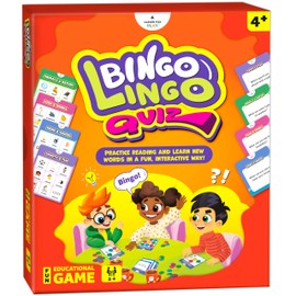 Bingo Lingo Quiz – Educational Reading & Sight Word Bingo Game for Kids Ages 4, 5, 6, 7 – Fun Preschool & Kindergarten Literacy Game with Bingo Cards & Chips – Learning Toy for Home & Classroom