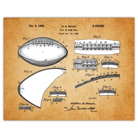Vintage Football Wall Decor Patent Print - 11x14 Unframed Football Posters for Boys Bedroom, Office, Man Cave - Football Room Decor Gift Idea for Football Players and Sports Fan