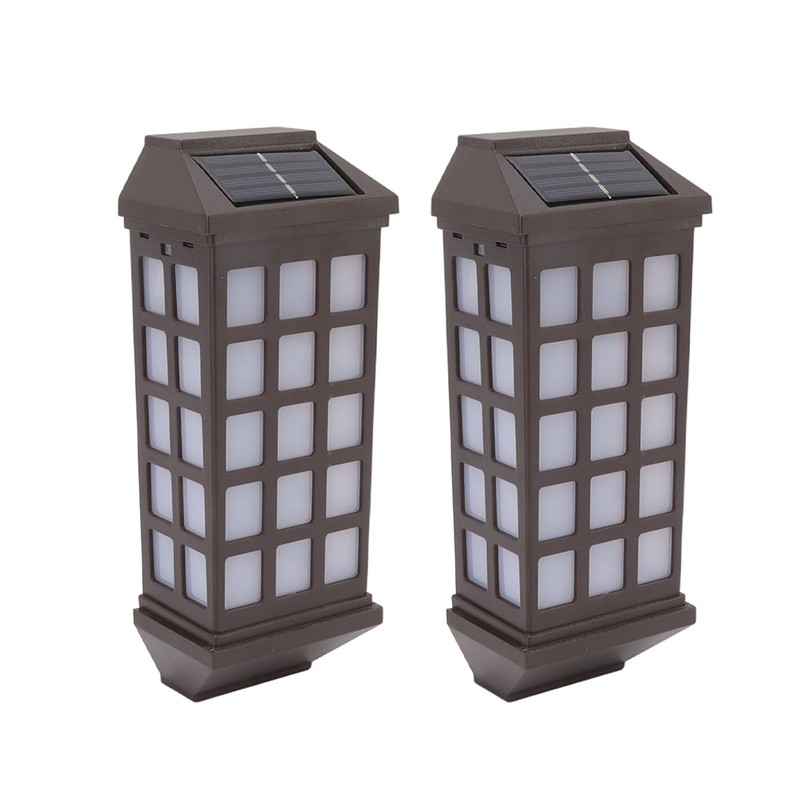 2 Sets Solar Wall Sconce LED White Light Intelligent Control