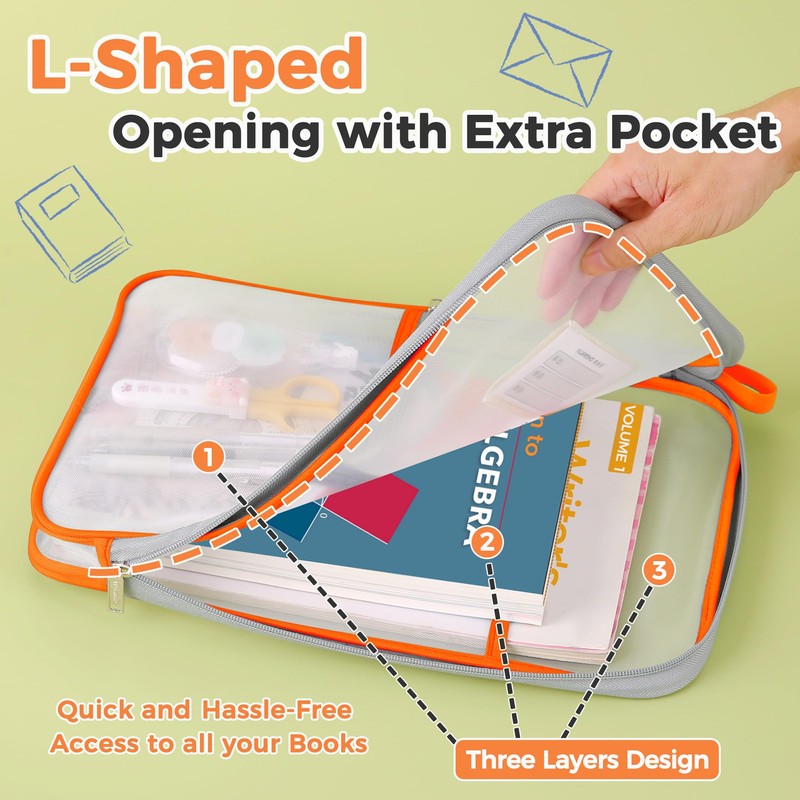 Mesh Document Bag Nylon File Zip Bag Travel A4 Student