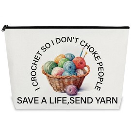 Lonfliness Crochet Gifts Makeup Bag Crochet Knitting Gifts for Crochet Lovers Crocheters Knitters Women I Crochet Cosmetic Bag Travel Organizer Pouch for Purse Crochet Accessories and Gadgets