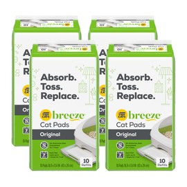 Tidy Cats Breeze Original Cat Pads, Absorbent Disposable Pads for Breeze Litter System, Fast-Drying, Odor Control, 10 Pads per Pouch (Pack of 4)