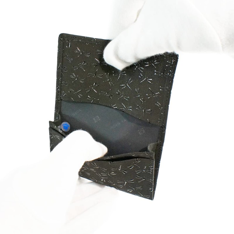 Indenya 2501-01-008 Business Card Holder, Large Capacity, Deer Leather, Black