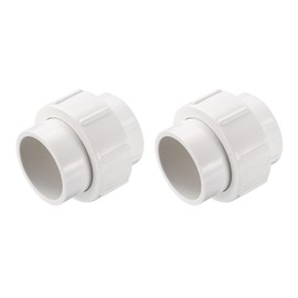 sourcing map 2 Pcs 1.5" Union PVC Coupling Pipe Fitting (Socket x Socket) PVC Slip Union Coupling Adapter Schedule 40, EPDM O-Ring, White