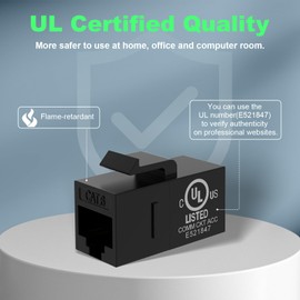 VCE UL-Listed CAT6 Keystone Coupler 20-Pack, Ethernet Coupler Female to Female, RJ45 Coupler for CAT6/CAT5e/CAT5, Keystone Jack, Black