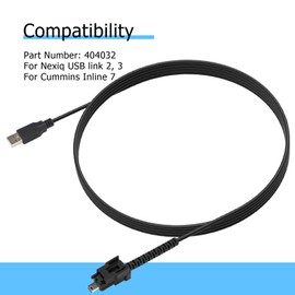 POCPUNAB 404032 USB Cable Compatible with Nexiq USB Link 2 3 Latching Replacement Cord for Truck Diagnostic Data Transmission Wired Adapter Port Connector to Laptop for Cummins Inline 7, 13ft, 2 Pack
