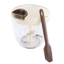 Bunbun Chopper Spatula Set, Chopper, Washable Lid (Bunbun Chopper 5S, Super 5), Enhanced Edition, Spatula Set (Brown))