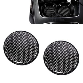 MOXRUQ 2 PCS Car Cup Holder Coasters, 2.68" Non-Slip Cup Holder Insert Coaster Pad, Waterproof Embedded Cup Mat, Carbon Fiber Interior Trim Car Coasters Insert, Universal for Most Cars (Black)