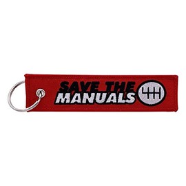 Boostnatics Keychain Tag for Motorcycles, Scooters, Bike, Cars, Backpacks, Gifts, & More (Save The Manuals (Red))