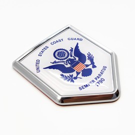 Overdecor US Coast Guard Flag Decal Stickers Car Emblem Military Army Car Accessories Decorations Chrome Shield Flag Sticker Decals for Cars Truck Vehicles, 2 Pack