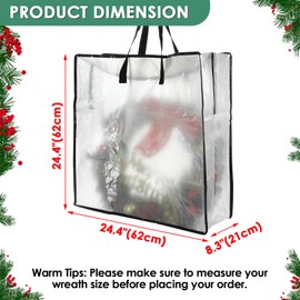 TOLIDA 4 Packs Square Wreath Storage Bags with Black Handles - Translucent Moving Bags for Christmas Wreath Garlands, Home Zipper Storage Carry Bags for Quilts, Pillows, Duvets, clothes, etc.