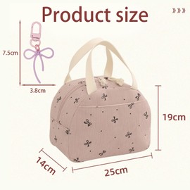 SSKHE Chic Butterfly Bow Insulated Lunch Bag for Girls, Cute Lunch Bag with Bow Keychains, Reusable Packed Lunch Box for School, Work, Travel, Picnic, Portable Lunch Boxes Women & Kids